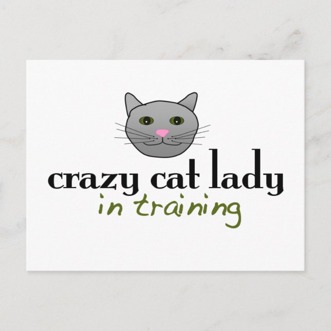 Crazy cat dam under utbildning vykort (Framsida)
