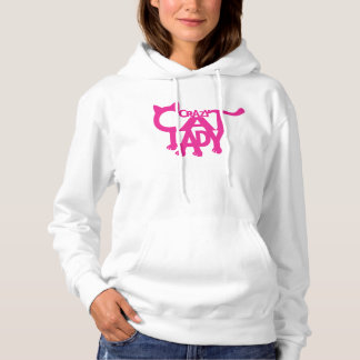 Crazy Cat Dam White och Shock rosa Hoodie Tröja
