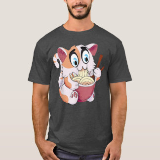 Crazy Cat Freaking Cat Isst Ramen Pasta Soppa Kitt T Shirt