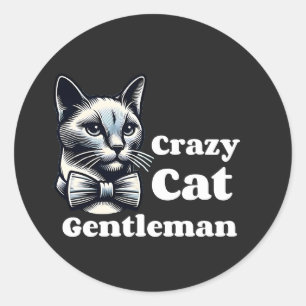 Crazy Cat gentleman - Lustigt Kattdjur Runt Klistermärke