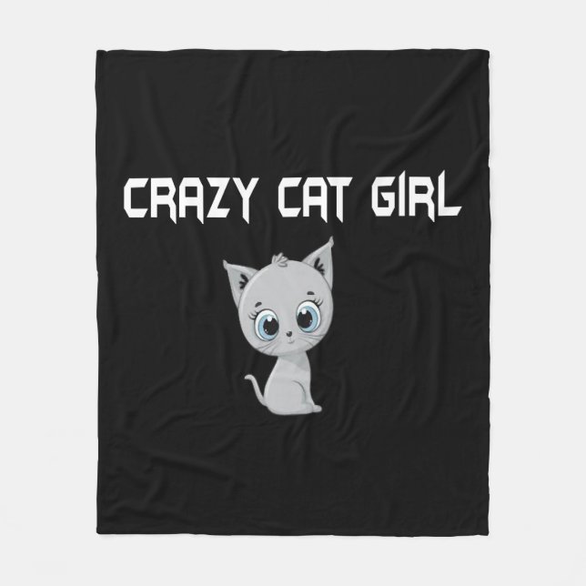 Crazy Cat Girl Fleecefilt (Framsidan)