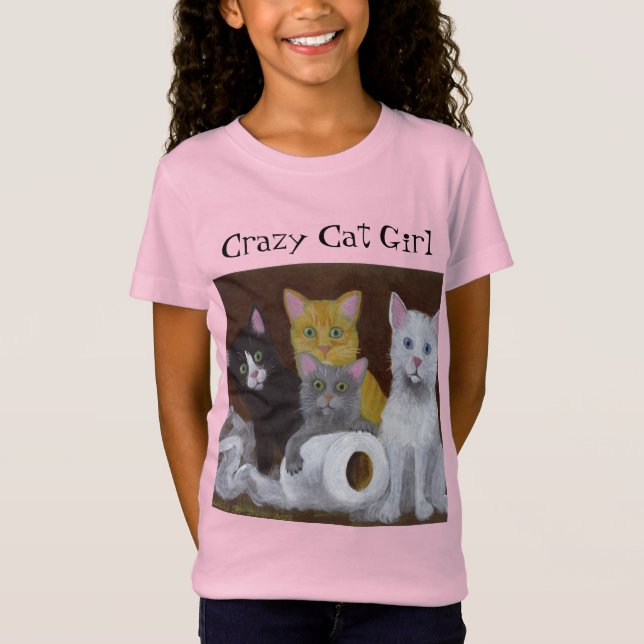 Crazy Cat Girl T-Shirt (Framsida)