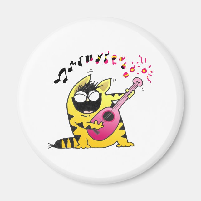 Crazy Cat Guitarist Magnet (Framsidan)