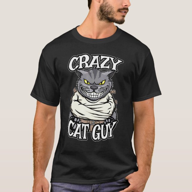 Crazy Cat Guy Evil Grinning Crazy Kattdjur Cats T Shirt (Framsida)
