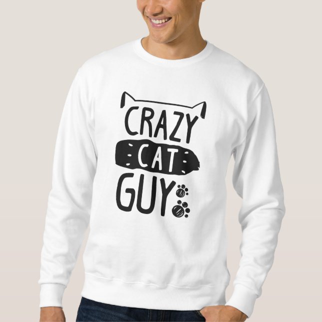 Crazy Cat Guy Lång Ärmad Tröja (Framsida)