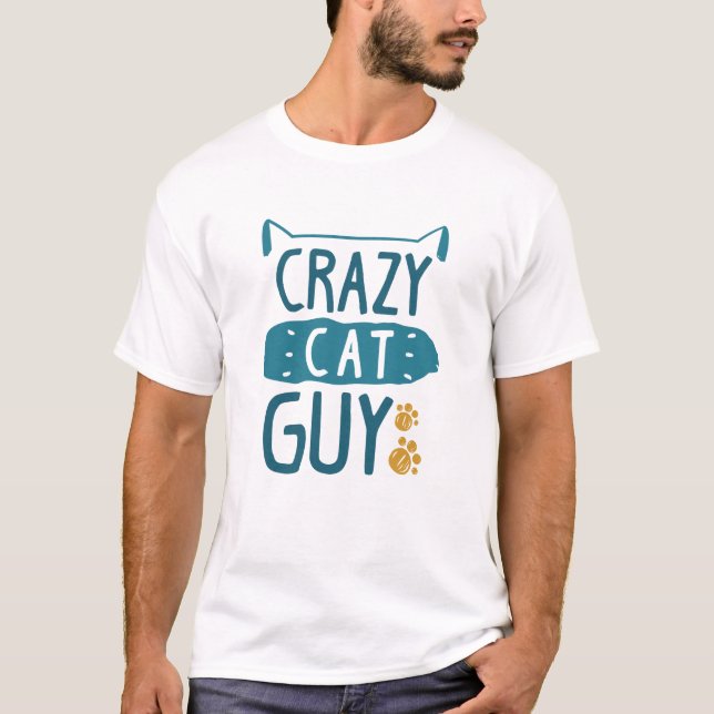 Crazy Cat Guy T Shirt (Framsida)