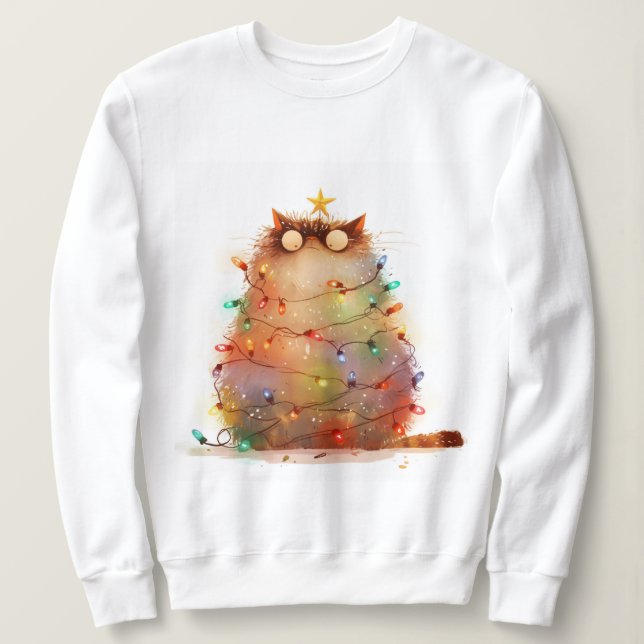 Crazy Cat i julklapp Ljus Lusnykatt T Shirt (Design framsida)