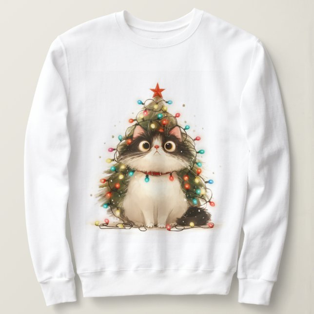 Crazy Cat i julklapp Ljus Lusnykatt T Shirt (Design framsida)