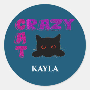 "CRAZY CAT" KIDS STICKERS. RUNT KLISTERMÄRKE