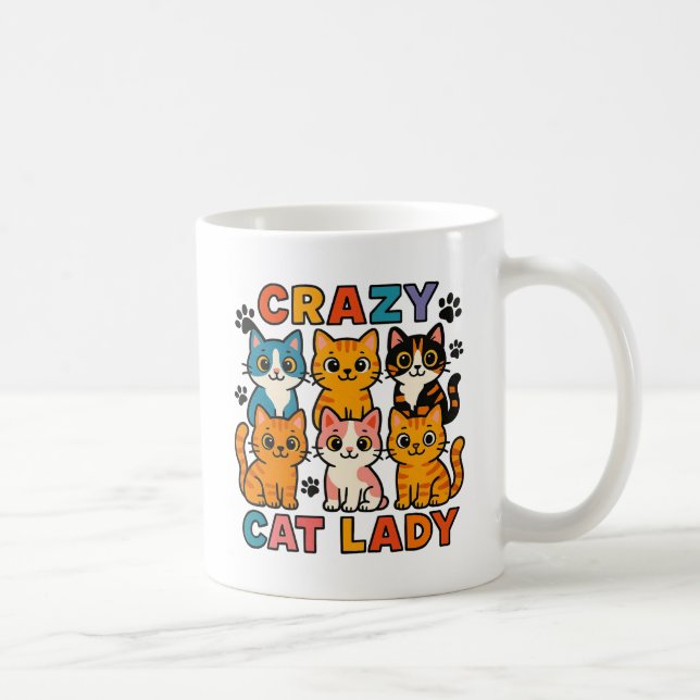 Crazy Cat Lady Cat Stack  Kaffemugg (Höger)