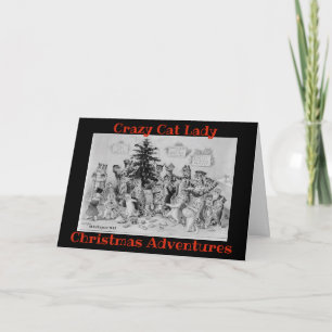 Crazy Cat Lady Christmas Adventures Julkort Kort