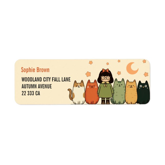 Crazy Cat Lady Cute Felines Returadress  Etikett (Framsidan)