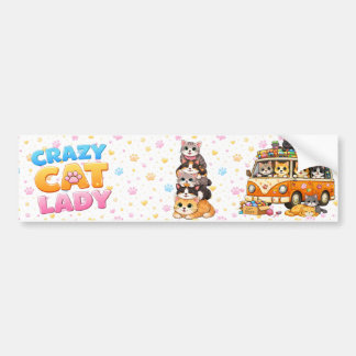 Crazy Cat Lady Funny Bumper Sticker  Bildekal