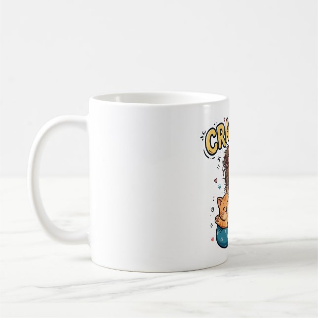 Crazy Cat Lady Rolig T-Shirt Kaffemugg (Vänster)