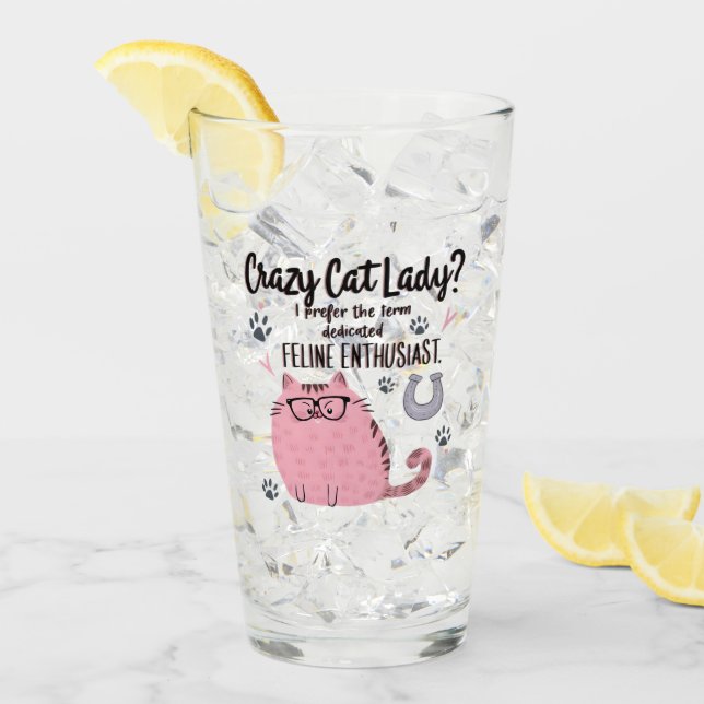 Crazy Cat Lady? Roligt present till kattälskare  Glaskopp (Framsida Ice)