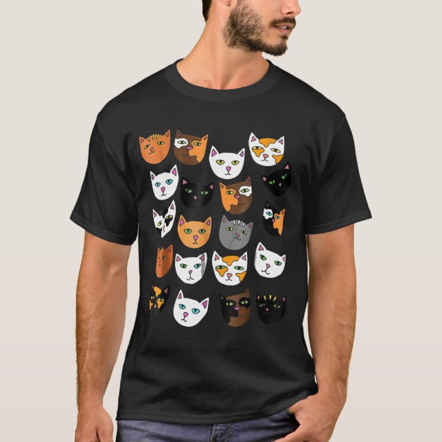 Crazy Cat Lady Shirt Cute Cat Pattern Caturday Tee (Framsida)