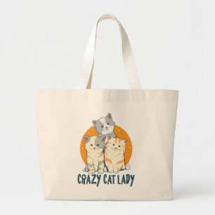 Crazy Cat Lady Söt Kissepresent Kattmamma Jumbo Tygkasse