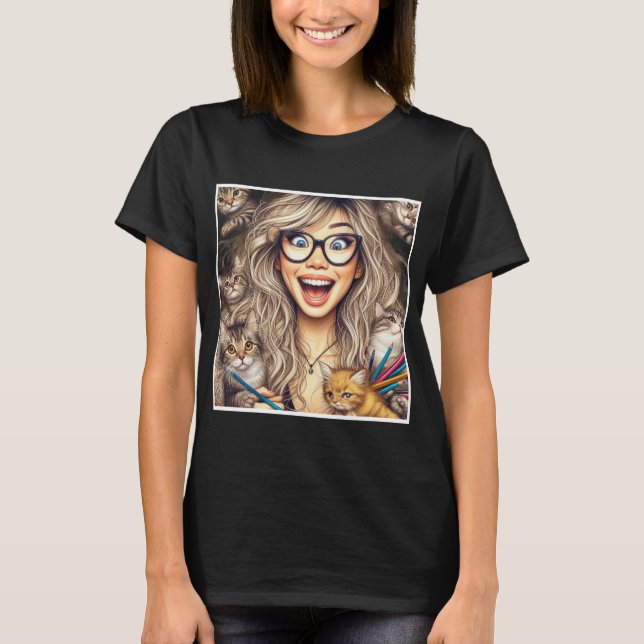 Crazy Cat Lady  T Shirt (Framsida)