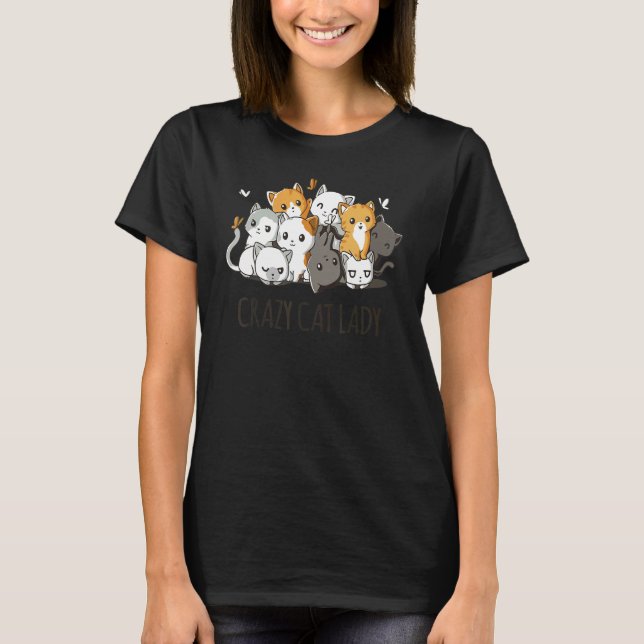 Crazy Cat Lady Team Cat Butterfly Smile Tee (Framsida)