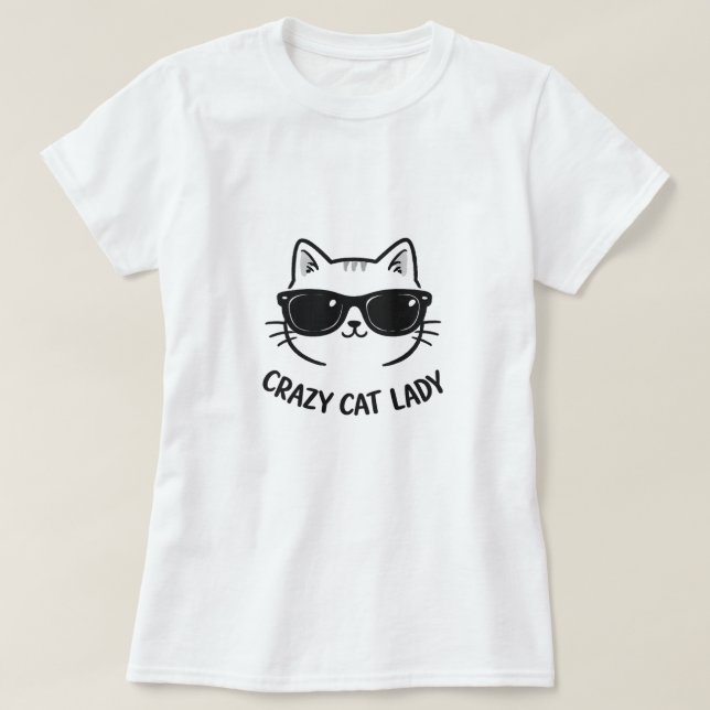 Crazy Cat Lady Tröja med Solglasögon Katt (Design framsida)