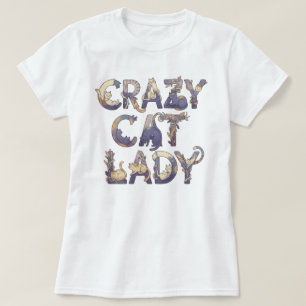 Crazy Cat Lady Vit T Shirt