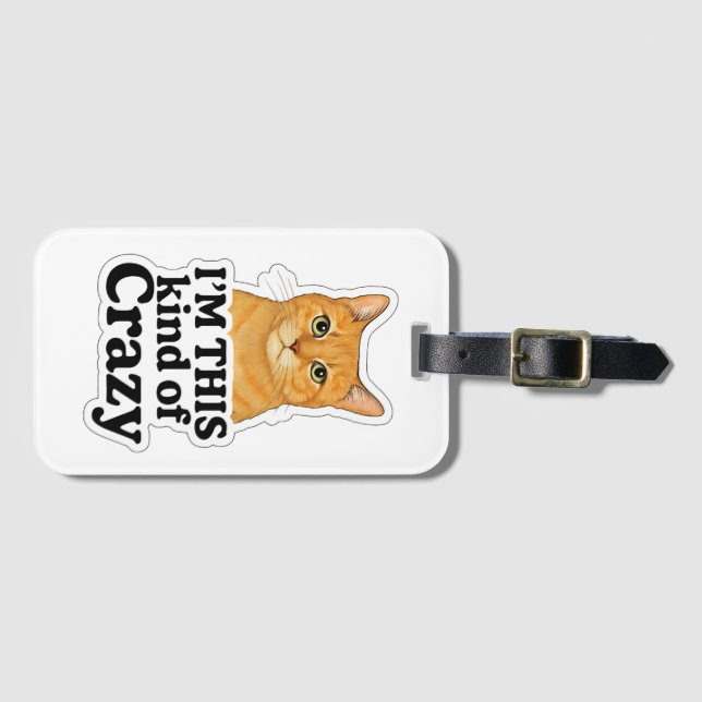 - “Crazy Cat Luggage Clip- Orange Kitty D Bagagebricka (Framsida horisontal)