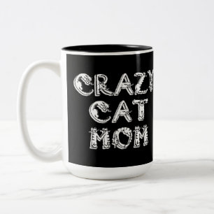 Crazy Cat Mamma White Logotyp Två-Tonad Mugg