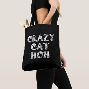Crazy Cat Mamma White Logotyp Tygkasse
