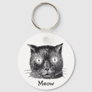 Crazy Cat med Clock Öga Nyckelring