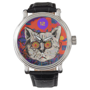 Crazy Cat med spiral ögon Armbandsur