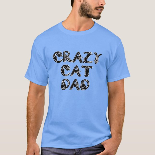 Crazy Cat Pappa Black Logotyp T Shirt (Framsida)