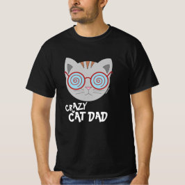 CRAZY CAT PAPPA Eyeglass Cat Black T Shirt