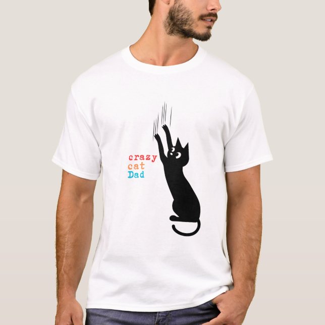 Crazy Cat Pappa - Funny Cat Lover T-Shirt för mana (Framsida)