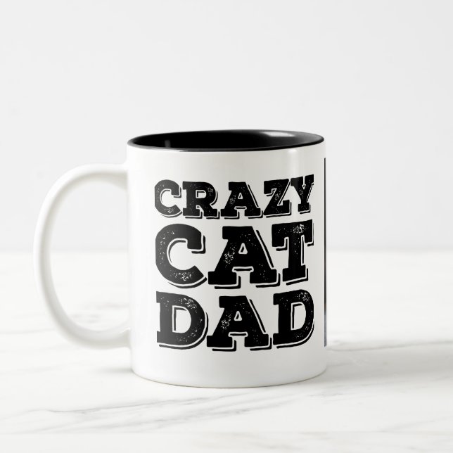 Crazy Cat Pappa Personlig Photo Två-Tonad Mugg (Vänster)