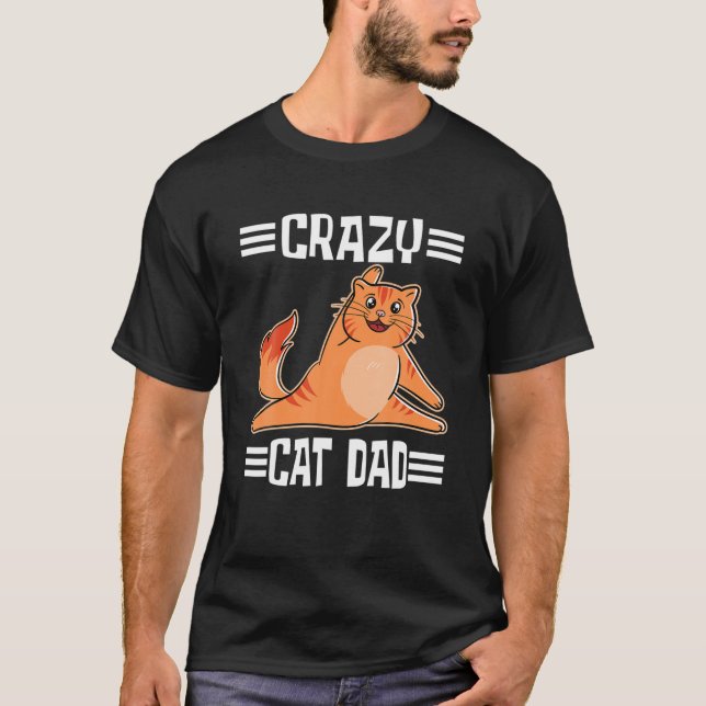 Crazy Cat Pappa Yoga Cat T Shirt (Framsida)