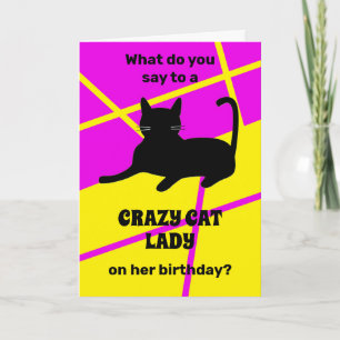 Crazy Cat Person Birthday Card för henne Kort