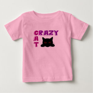"Crazy Cat" rosa t-shirt för barn.