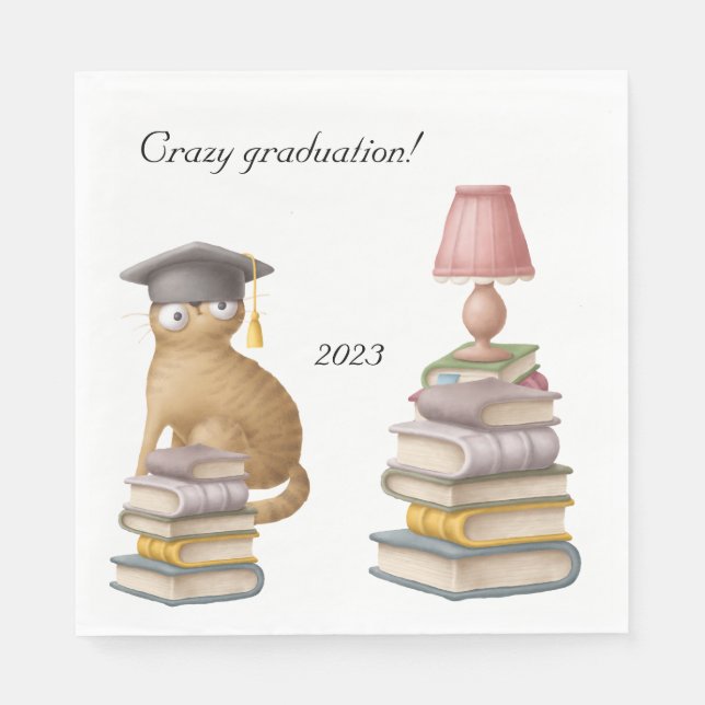 Crazy cat studenten 2023 napkins pappersservett (Framsidan)