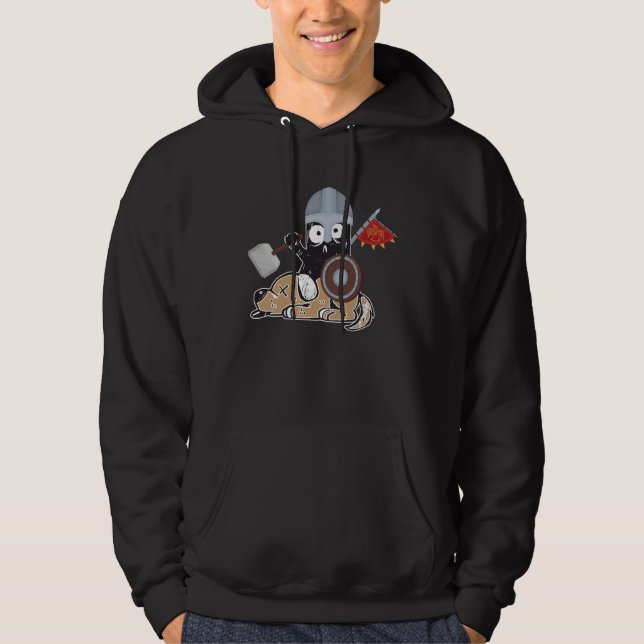 Crazy Cat Viking Thor Cat With Hammer  2 Hoodie (Framsida)