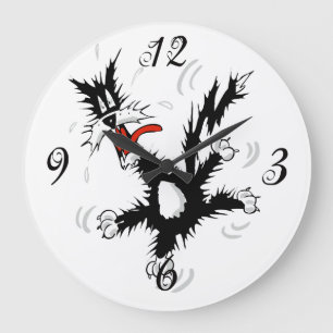 Crazy Cat Wall Clock Stor Klocka