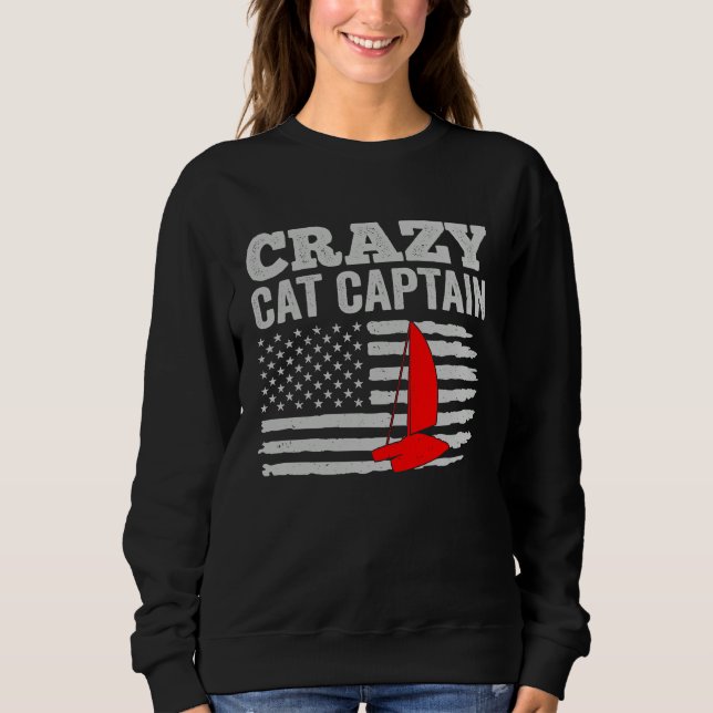 Crazy Catamaran Captain Sailing Sailor  5 T Shirt (Framsida)