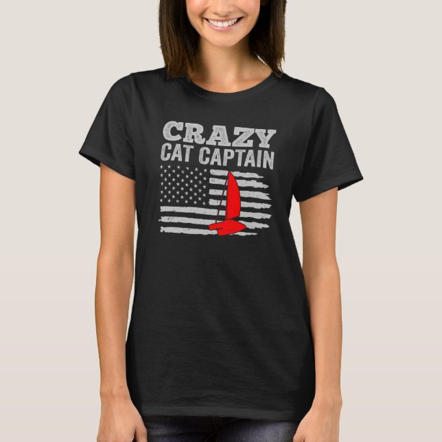 Crazy Catamaran Kapten Sailing Sailor 13 T Shirt (Framsida)