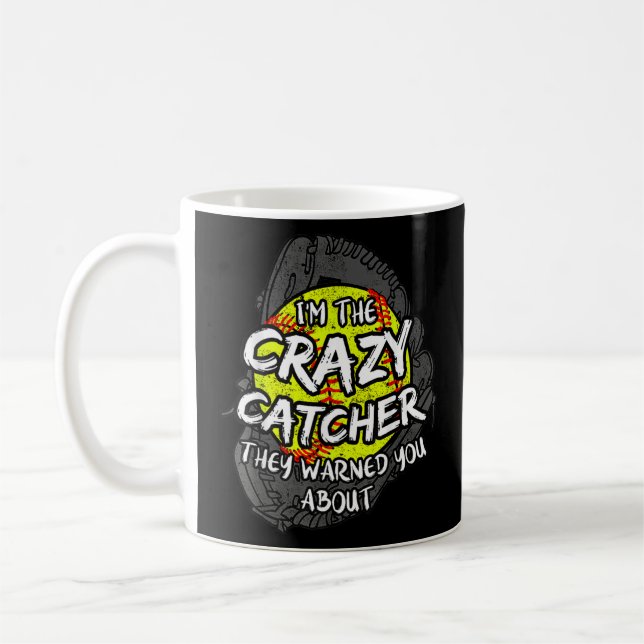 Crazy Catcher Softball Fladdermus Baseball Women B Kaffemugg (Vänster)