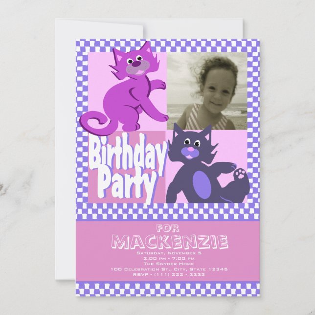 Crazy Cats Birthday Photo Inbjudningar (Framsida)