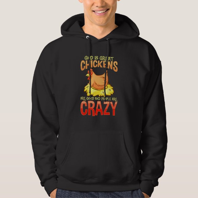 Crazy Chicken Älskare Hen Humor Hoodie (Framsida)