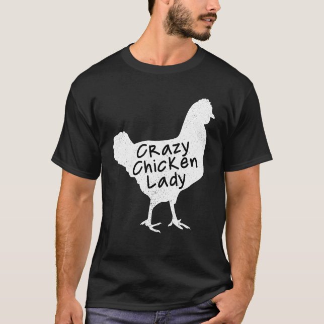 Crazy Chicken Dam Farmer Pride Humor Girl T Shirt (Framsida)