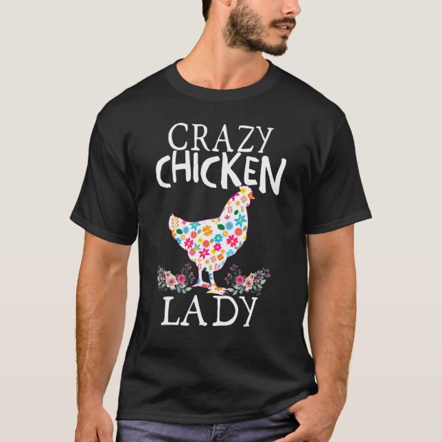 Crazy Chicken Dam Funny Chicken Älskare Tee for Wo (Framsida)