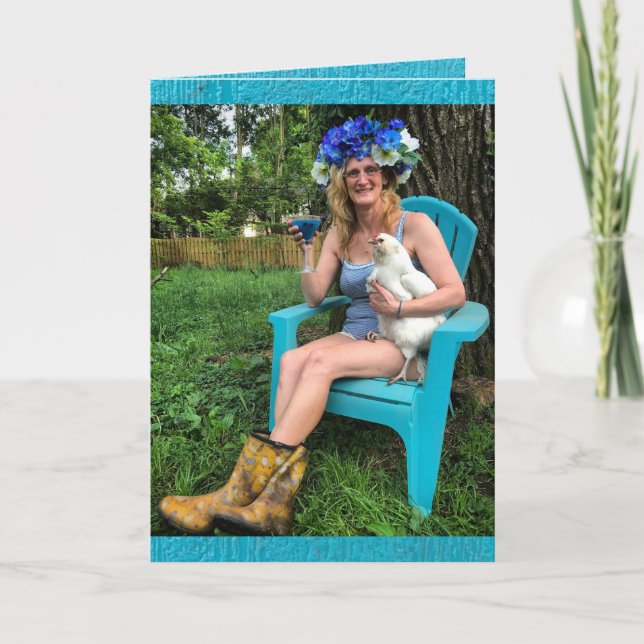 Crazy Chicken Dam - Grattis på födelsedagen Kort (Framsida)