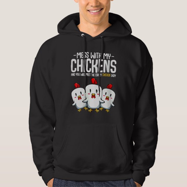Crazy Chicken Dam idé Hoodie (Framsida)