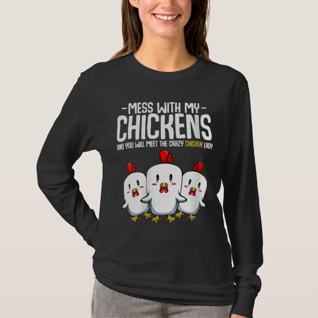 Crazy Chicken Dam idé T Shirt (Framsida)